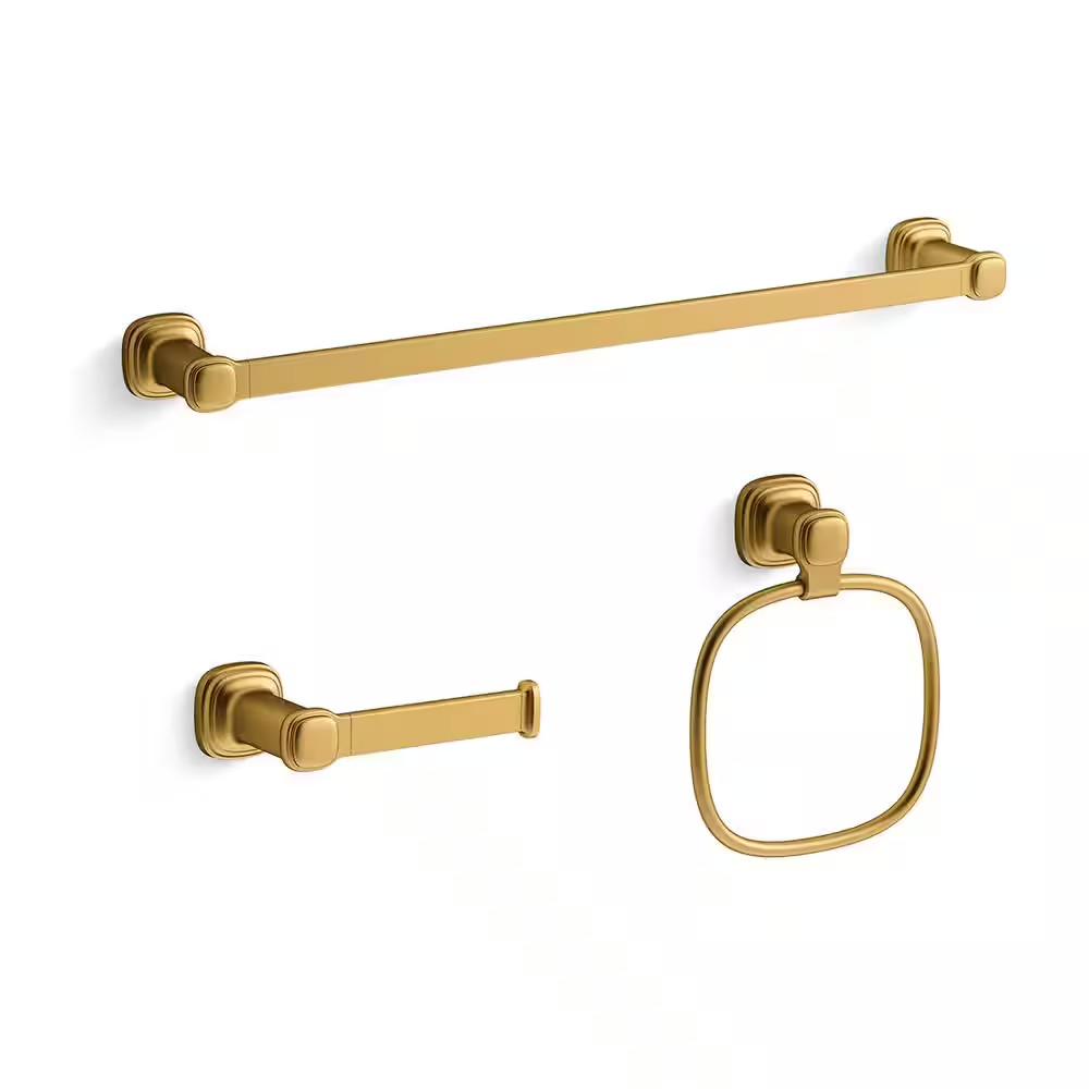 Numista 3-Piece Bath Hardware Set in Vibrant Brushed Moderne Brass