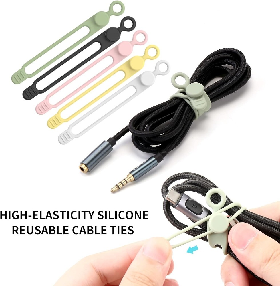 Silicone cable ties reusable wire cord organizer set