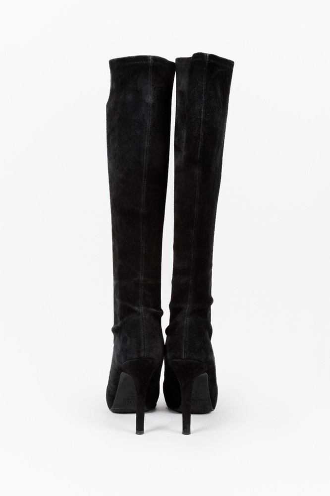 Stuart Weitzman Knee-High Black Suede Boots, Size 37
