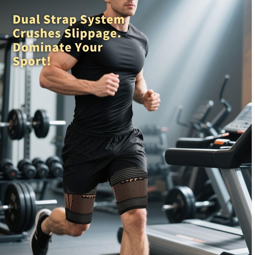 Kyopyno Hamstring Compression Sleeves with Adjustable Straps Copper Infused Thig