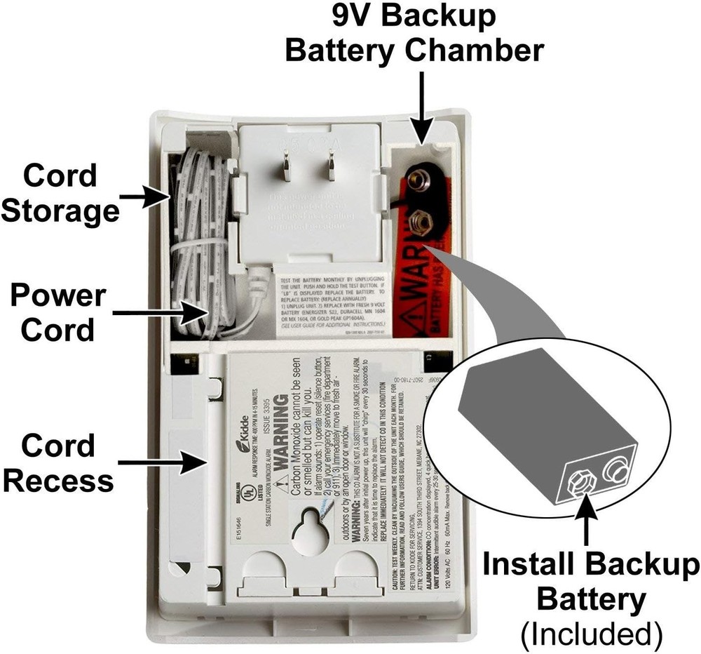 Carbon Monoxide Detector, Plug In Wall with 9-Volt Battery Backup, Digital LE...