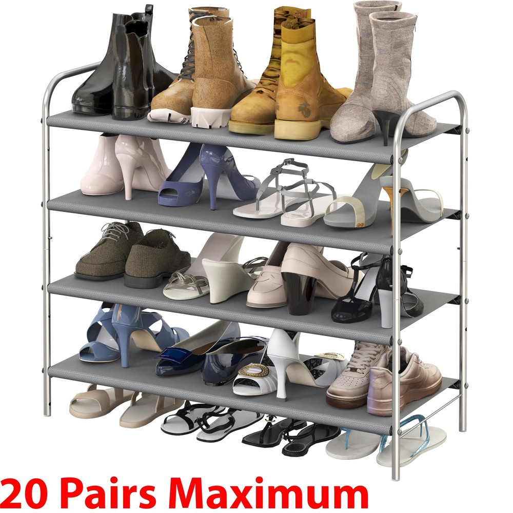 Simple Houseware 4-Tier Shoe Rack Storage Organizer 20-Pair, Grey 4-Tier,