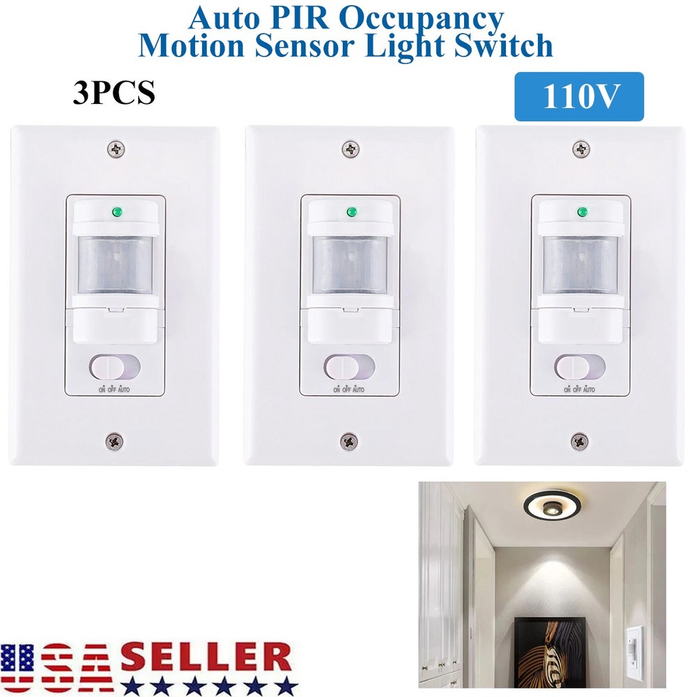 3PC Auto PIR Occupancy Vacancy Motion Sensor Light Switch Auto On/Off Infrared