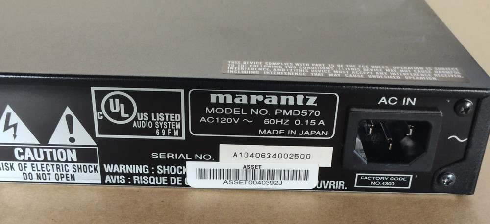 Marantz PMD570 Professional 2 Channel Solid State Audio Recorder Pre-owned