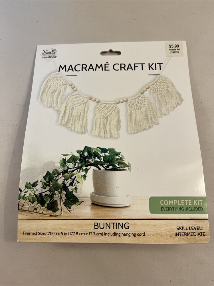 Macrame Craft Kit Complete Kit, Bunting, Skill Level Intermediate
