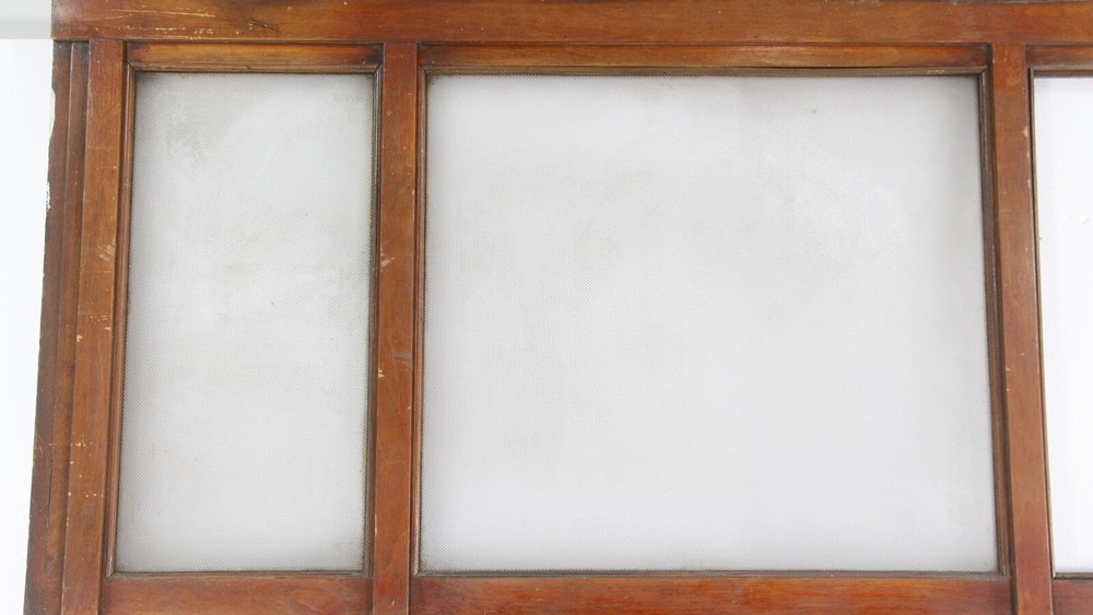 Textured Glass Transom & Etched Side Lite Wooden Window Frame