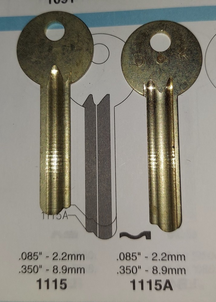 Mosler 1115A, 84924, Safe Deposit Box Key Blank.
