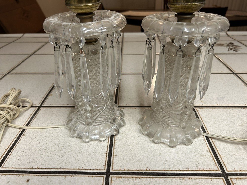 vintage crystal lamp set 2