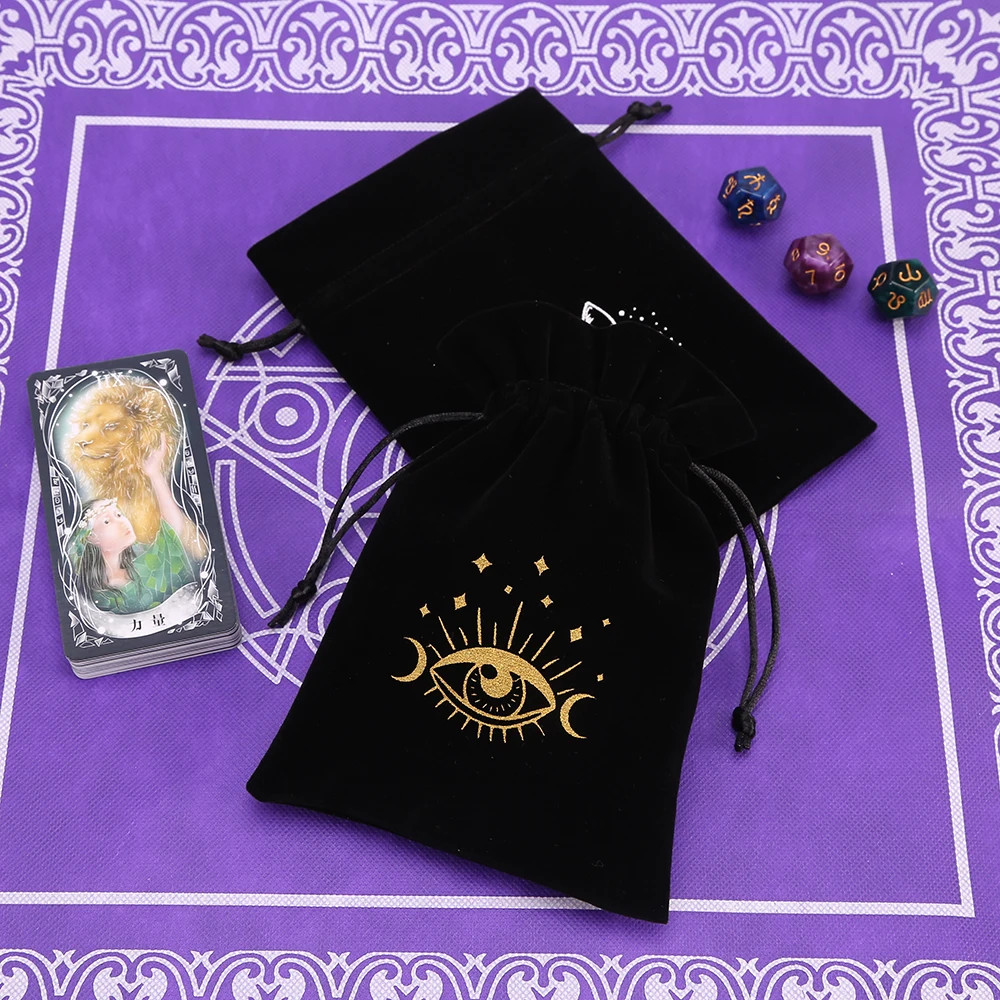 1Pcs Black Velvet Tarot Storage Bag Mini Drawstring Package Witch Divination Cry