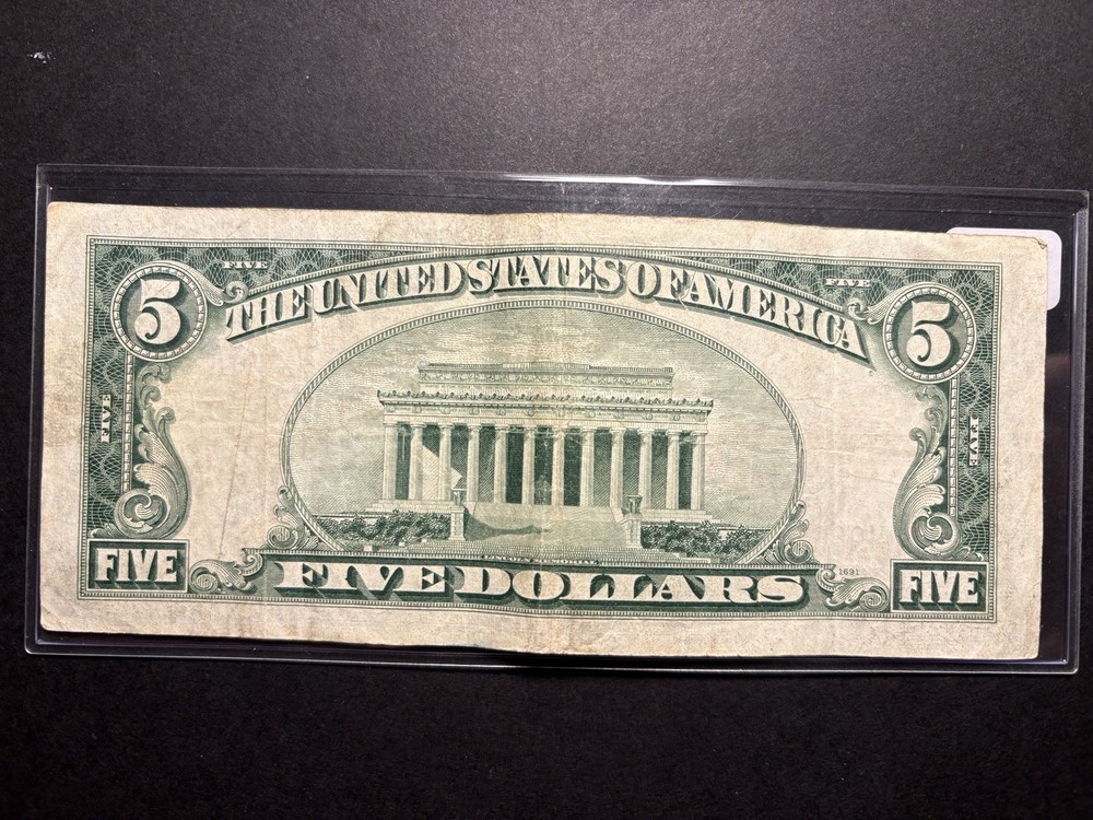 1934-C $5 Silver Certificate Note — Circulated