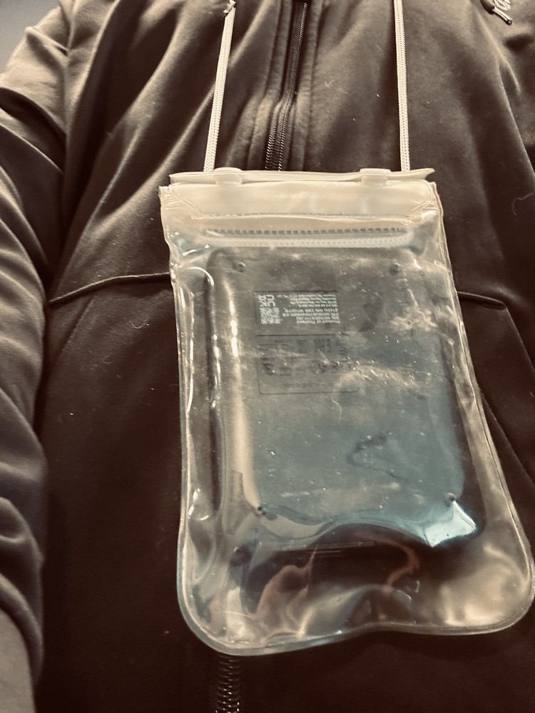 clear waterproof pouch / dry bag with neck strap