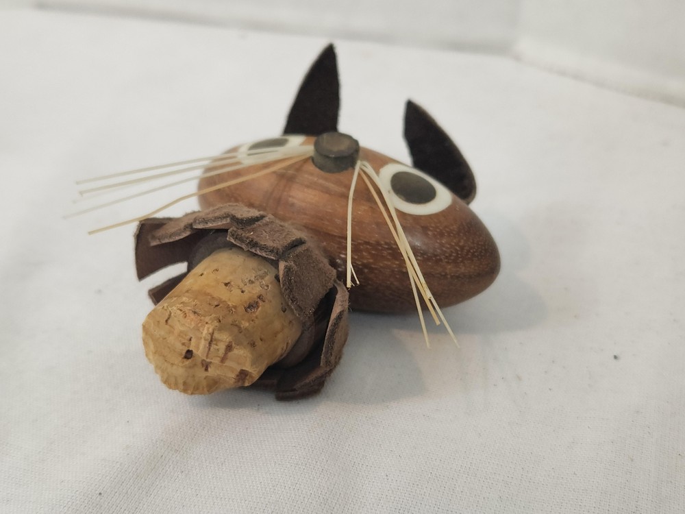Cat/Kitty Wood Cork - Vintage, Damaged