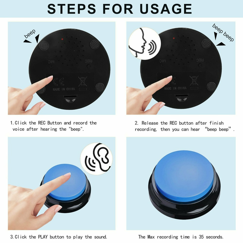 Recordable Easy Button Sound Button Voice Recording Talking Button 30 Second