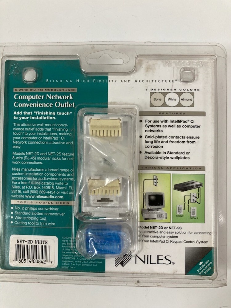 Niles Computer Network Convenience Outlet NET-2D White