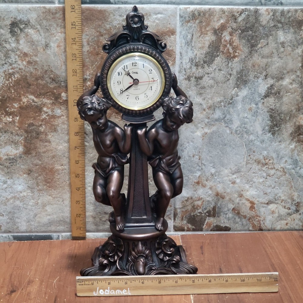 Vintage Bronze Decorative Cherub Clock Home Decor