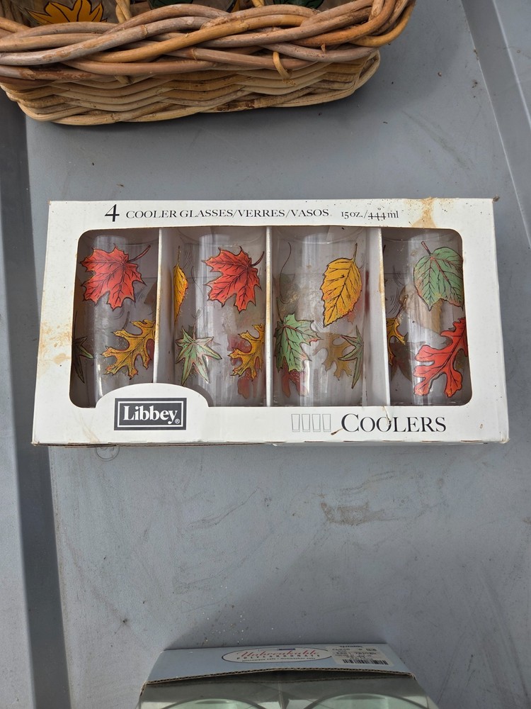 Fall Glassware with Fall Leaves