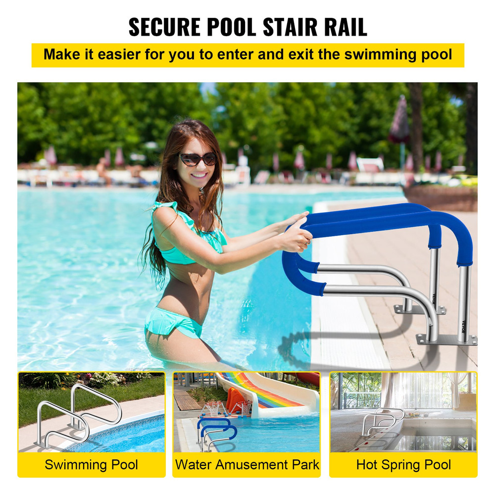 Pool Handrail, and Complete Mounting Accessories