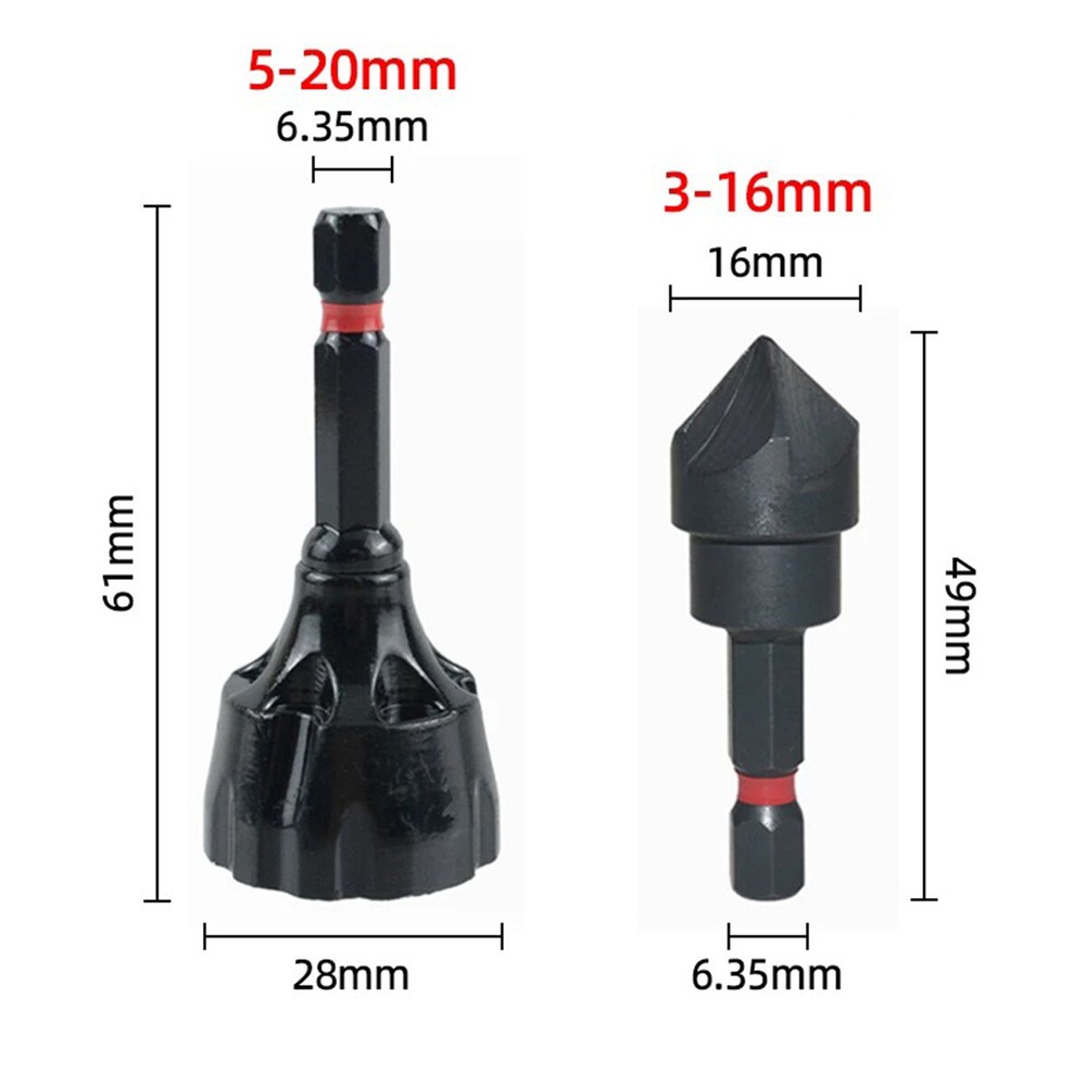 2 PC Deburring Chamfer Tool Set External Internal Rotary 5 Flute Countersink 82°