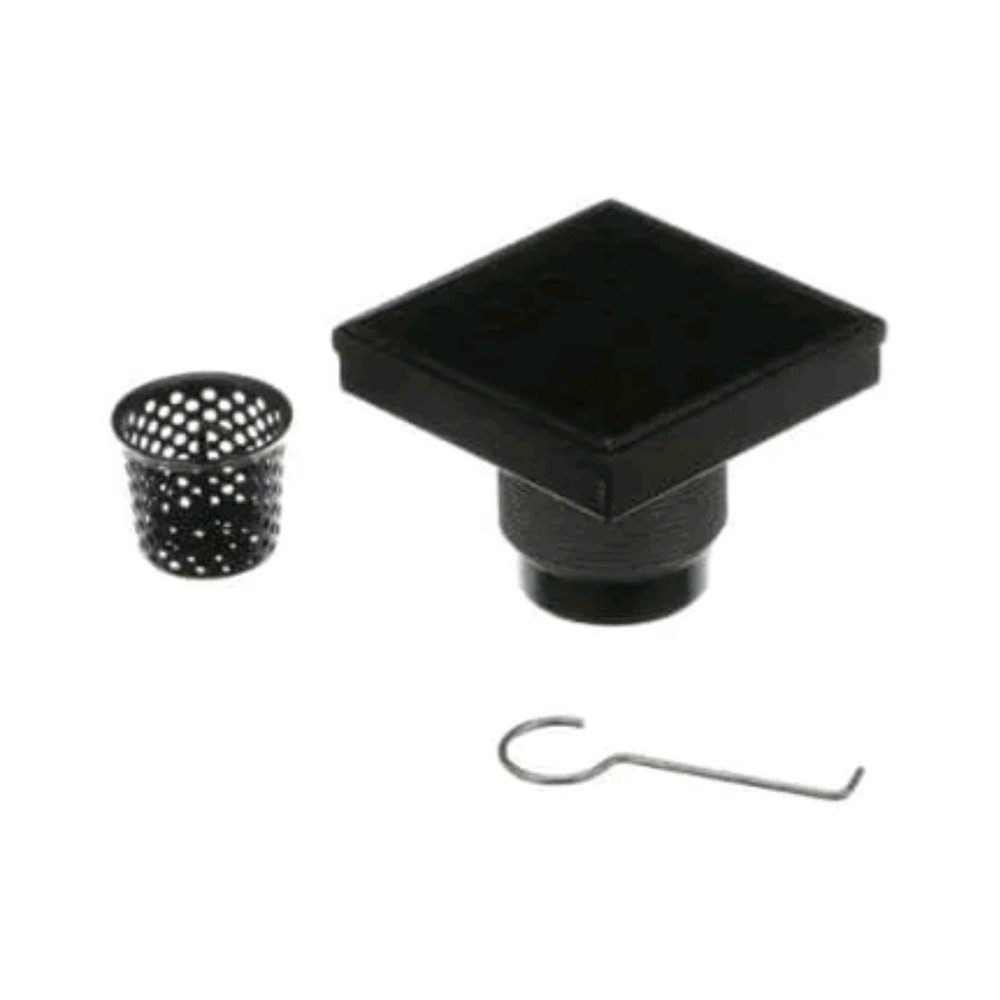 Square Matte Black Shower Drain Grate Set, Corrosion & Rust Resistant, 4-Piece
