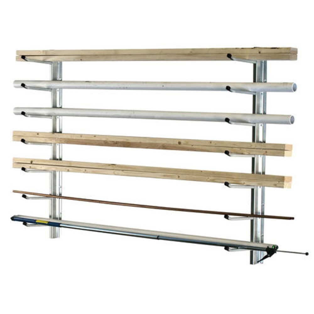 Wall Mount Storage Rack Galvanized Steel Long Tools Lumber Pipe Holder Organizer