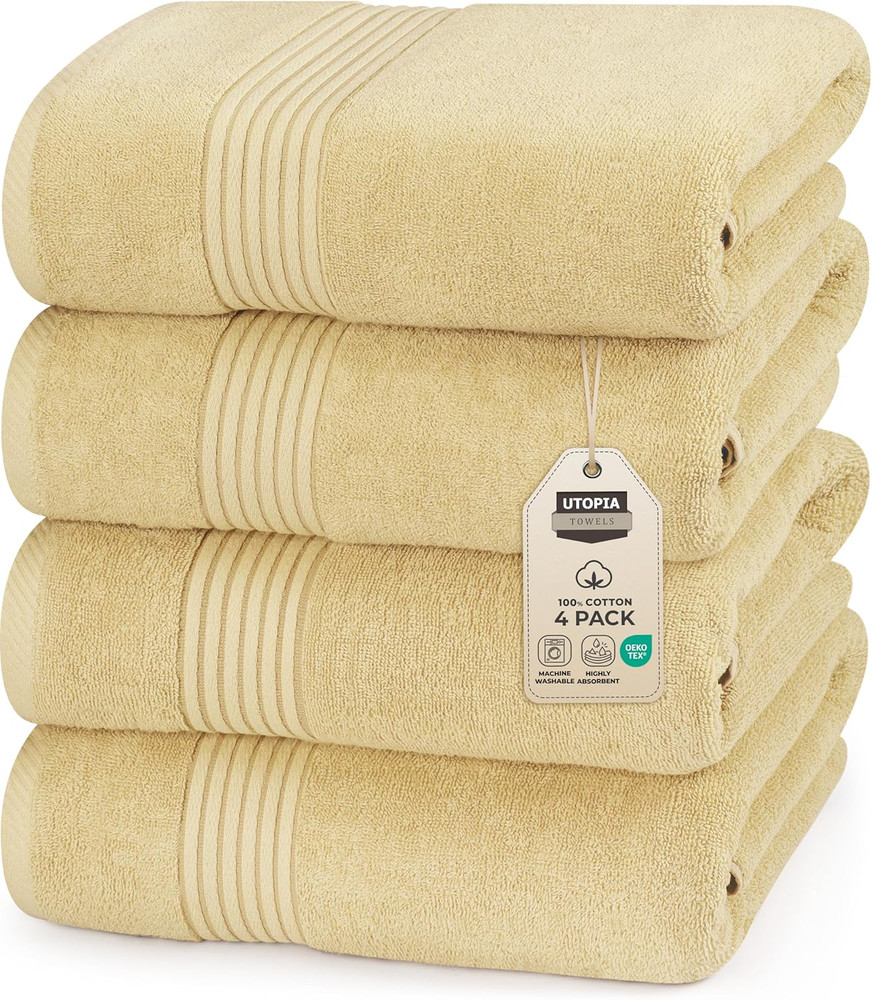 Grey Bath Towel 4-Pack - 100% Cotton, 27x54