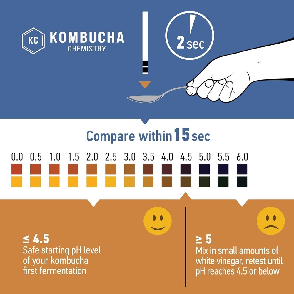 Ph Test Strips for Kombucha Brewing 0-6 (0.5 Intervals) 100Pc Kit