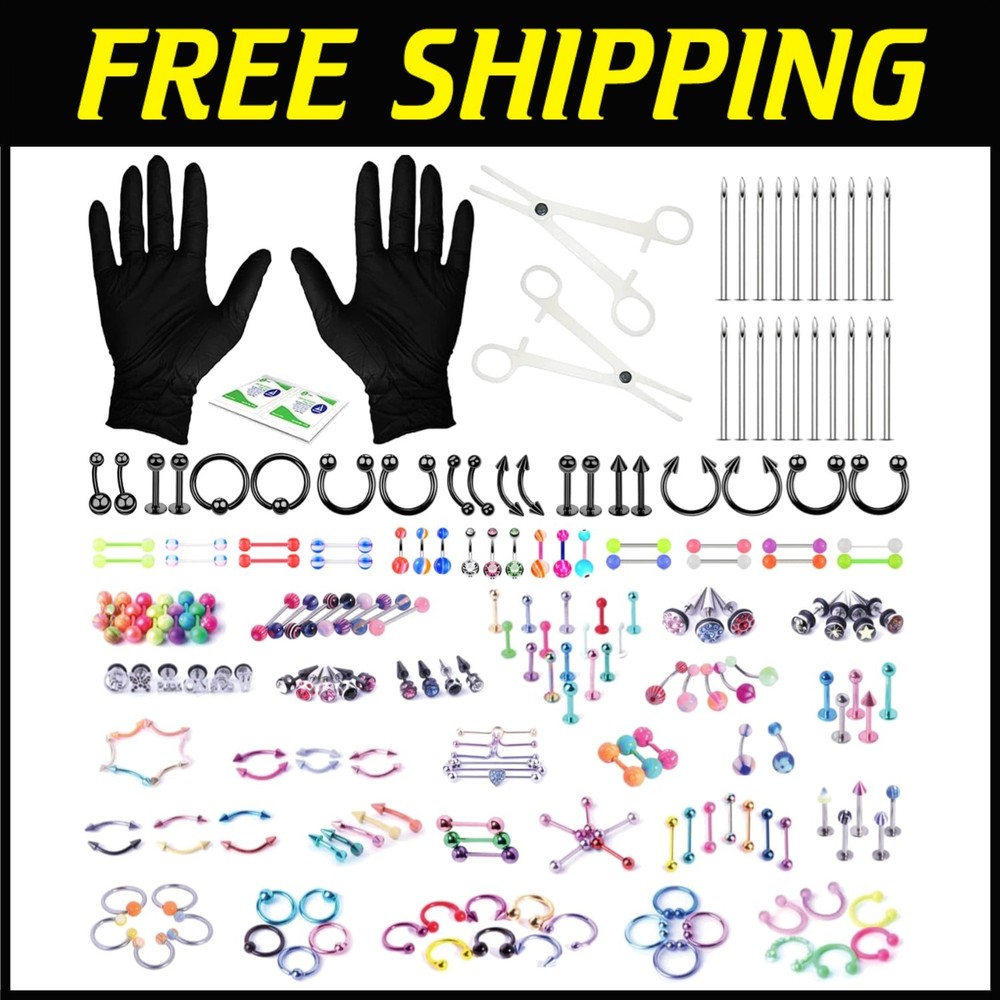 Professional Body Piercing Set - 156PC Stainless Steel