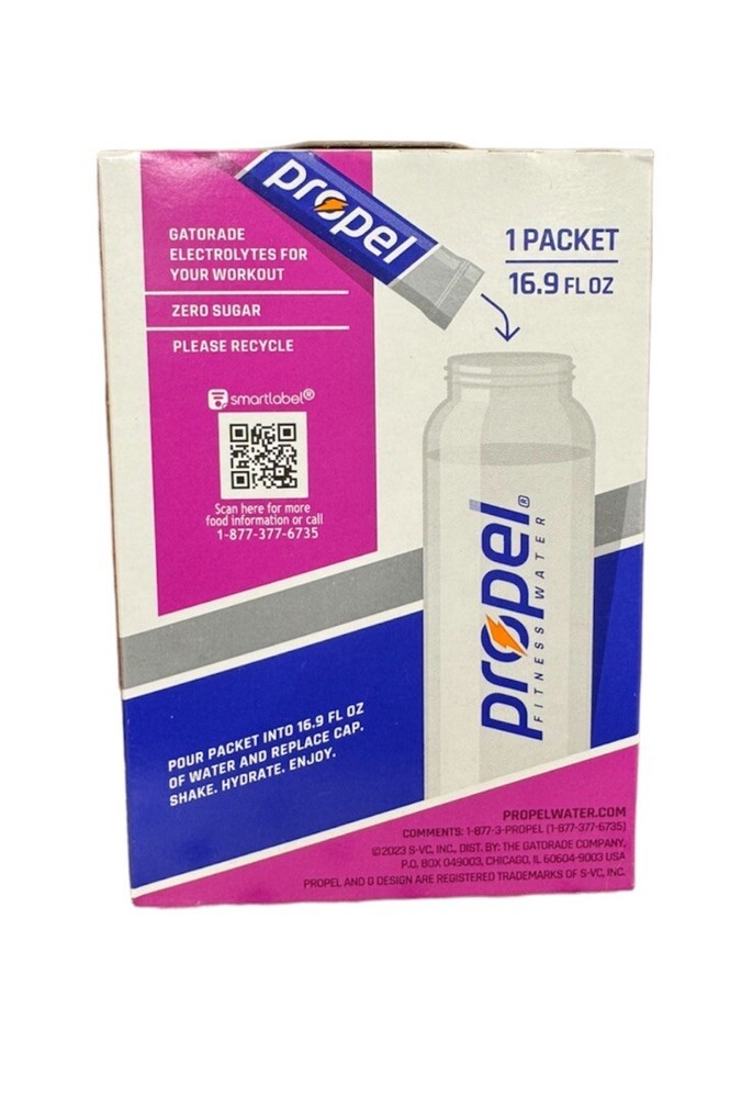 3 Boxes Propel Electrolyte Powder Packets, Berry 30 Packets Total