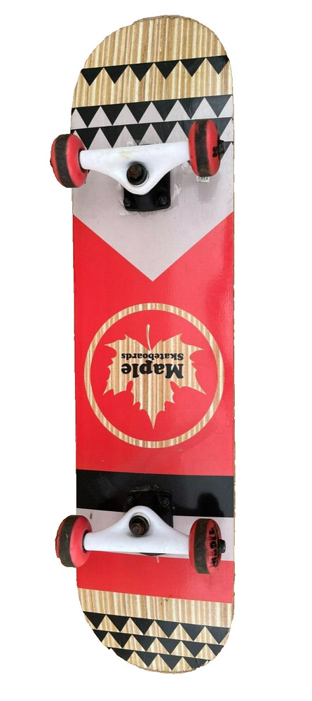 Maple Skateboard 31" x 7-1/2" Complete Board, w/ Maple 53 Wheels