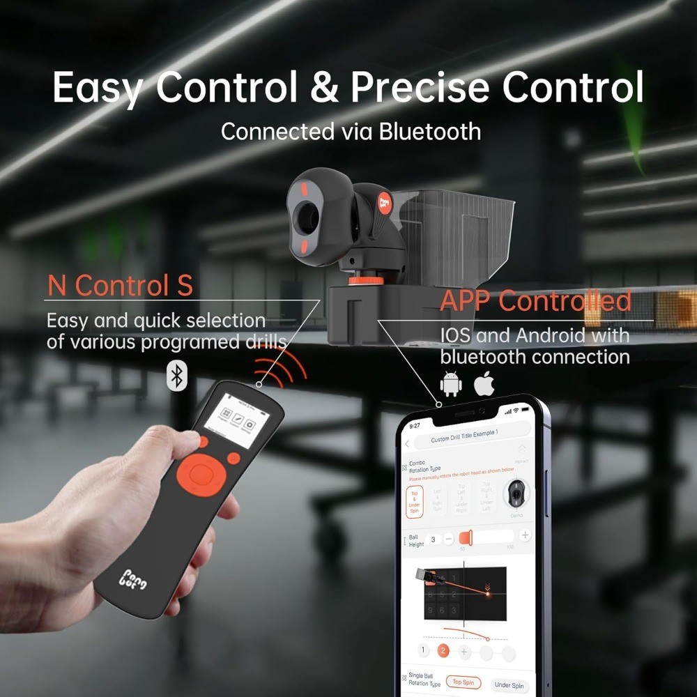 Automatic Ping Pong Robot with APP Control 264 Training Modes Adjustable Spin