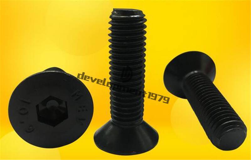 Metric M4 Black 10.9 Flat Countersunk Head Hex Socket Screw Carbon Steel