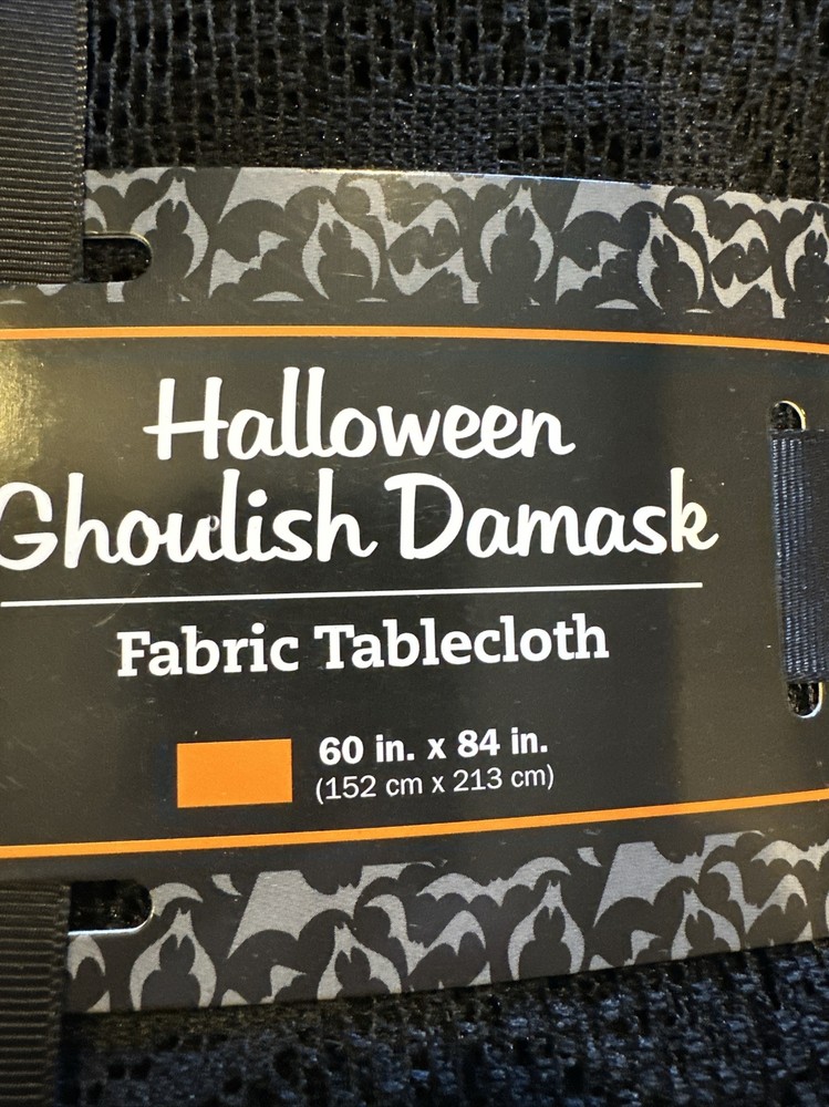 Halloween Ghoulish Damask Fabric Tablecloth