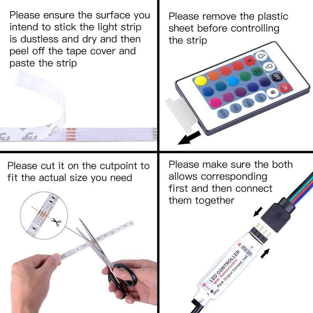 USB Powered Computer TV Backlight Kit RGB 5050 LED Light Strip Colour Change