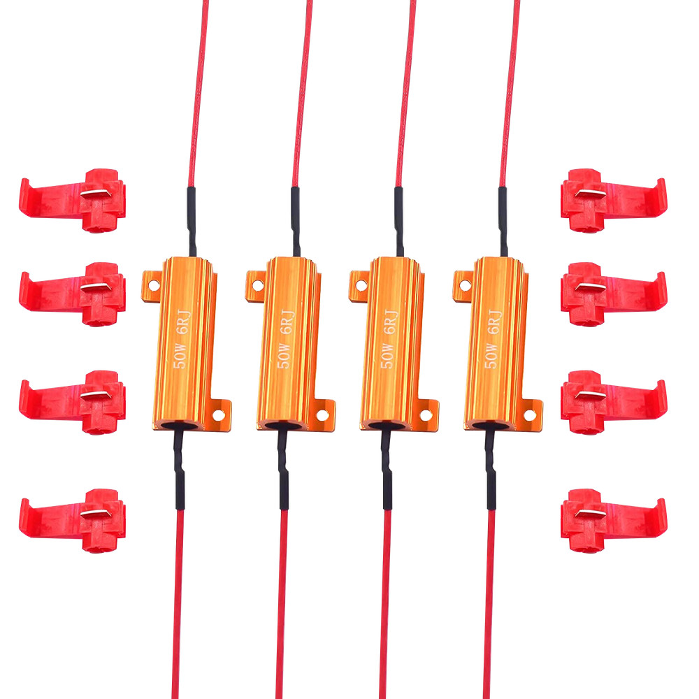 4x 50W 6ohm Load Resistor Gold Turn Signal Blinker LED Lamp Bulb Fix Hyper Flash