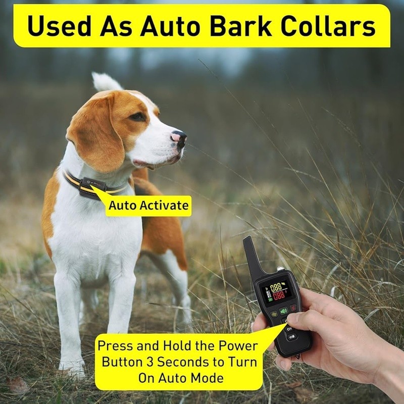 Automatic Bark Collar 3 Dogs Remote Control Vibration Shock Adjustable Modes New