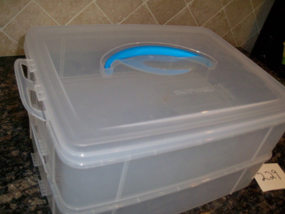 Snapware Snap 'N Stack Storage Organizer Rectangle Plastic Crafts Clear Blue