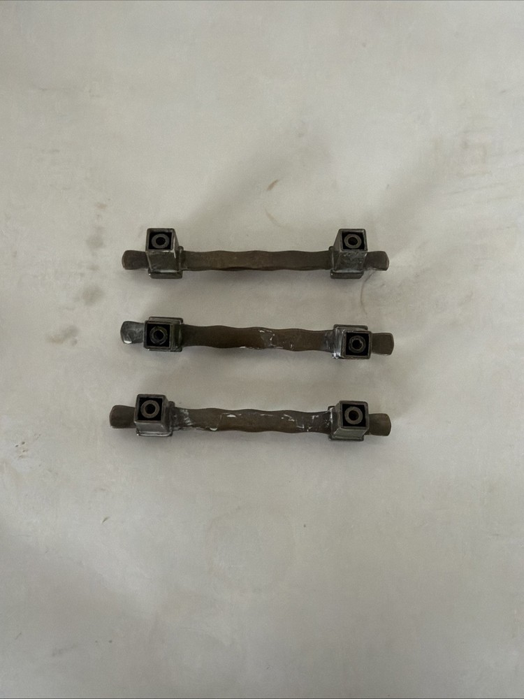 3-1/2" Iron Craft Twisted Pull Handle Tumbled Gold Set 3