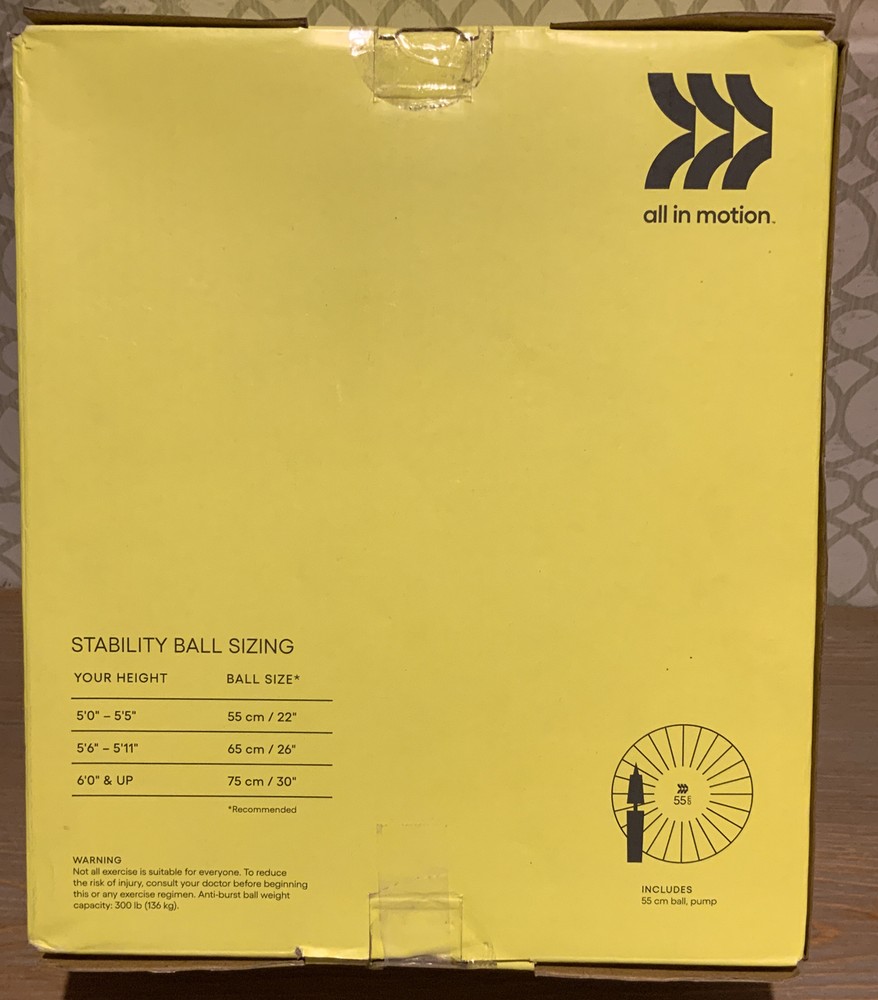 🍒 All in Motion 55 cm Stability Exercise Ball Core Workout Home Gym -Blue
