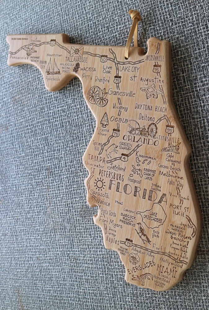 Totally Bamboo Florida Cutting Board Serving Destinations Charcuterie Etched