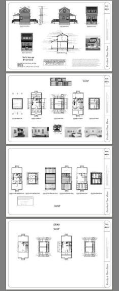 14x14 Tiny House -- 342 sq ft -- PDF FloorPlan -- Model 4