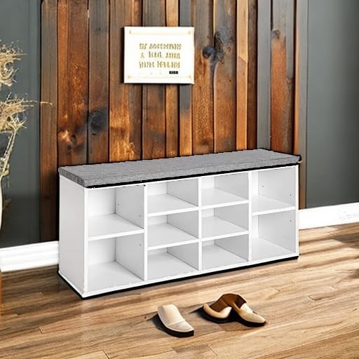 PayLessHere Shoe Bench Storage Bench Entryway Bench Shoe Storage White