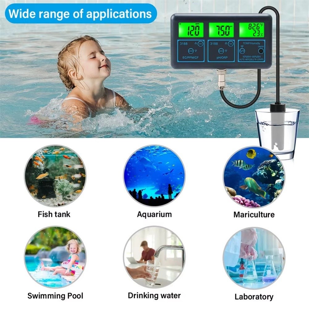 Tuya WiFi 7 In1 Water Quality Tester Multi-Parameter Water Analyzer9803