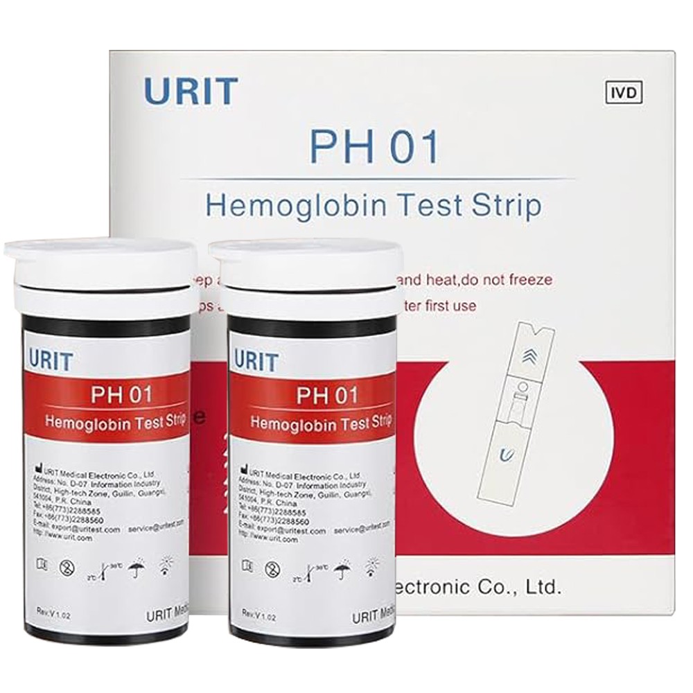 URIT Hemoglobin Test Strips - 50pcs Fast Analysis, EXP Date Included