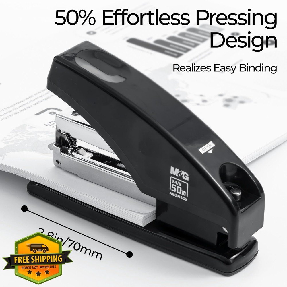 MandG Effortless Stapler 50 Sheet Black w/Staples Remover