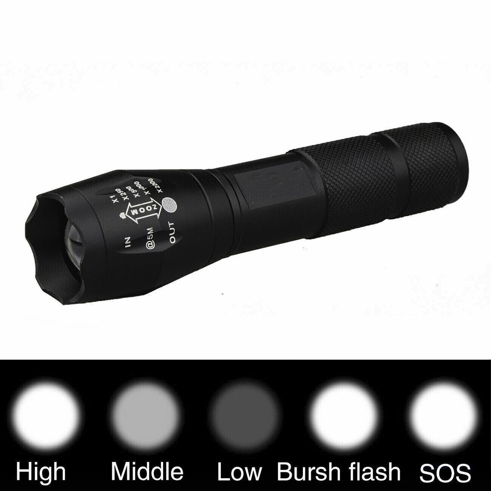 5 x Tactical 18650 Flashlight High Powered 5Modes Zoomable Aluminum