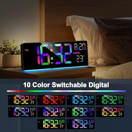 16.3" Bluetooth Large Digital Wall Clock with Bluetooth-RGB with Nightlight