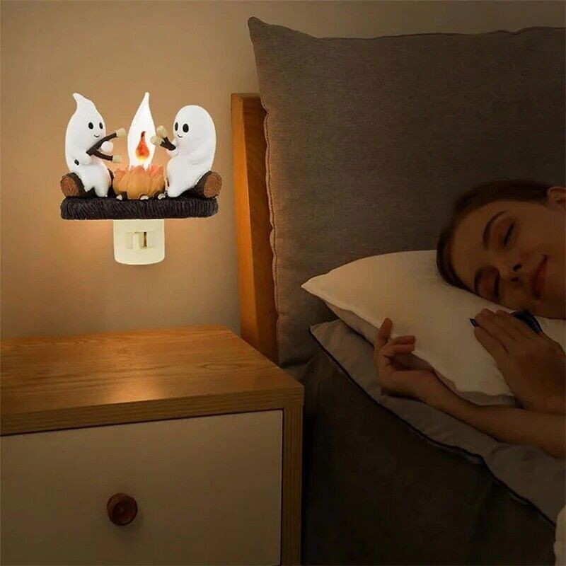 Ghosts Roasting Campfire Flicker Flame Night Light Ghost Roasting Marshmallows