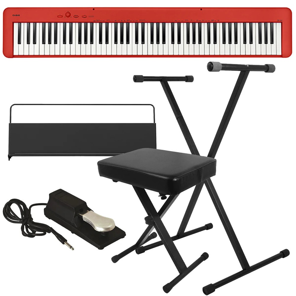 Casio CDP-S160 Compact Digital Piano - Red KEY ESSENTIALS BUNDLE