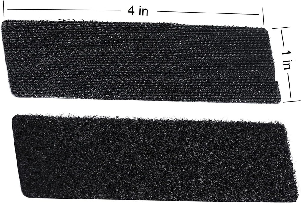 20 Sets Heavy Duty Hook & Loop Adhesive Strips: Sticky Back Fastener 1x4” Black