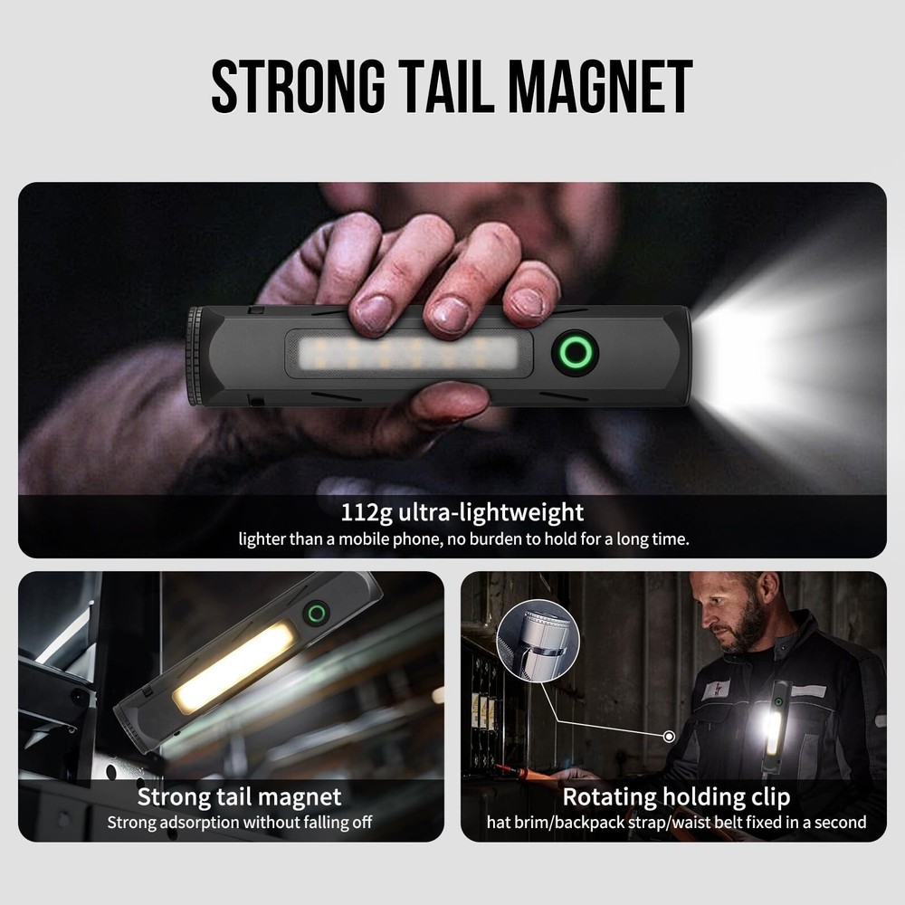 Multipurpose EDC Flashlight 3500LM Dual Light with Magnetic Base - IP68 Water...